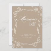 Taupe Winter Coquette "Momosa" Mimosa Bar Sign Kaart (Achterkant)