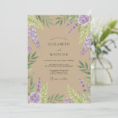 Taupe Wisteria Bruiloft Kaart (Staand voorkant)