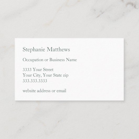 Taupe, wit en salie groen monogram visitekaartje (Achterkant)