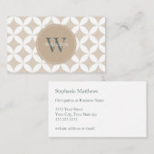 Taupe, wit en salie groen monogram visitekaartje (Voorkant / Achterkant)