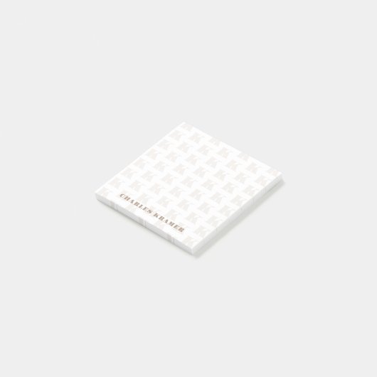 Taupe Wit minimaal vet Monogram Initiaal Letter Post-it® Notes (Schuin)