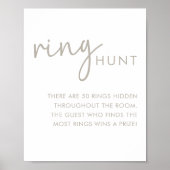 Taupe & Wit Minimalistische Vrijgezellenfeest Ring Poster (Voorkant)
