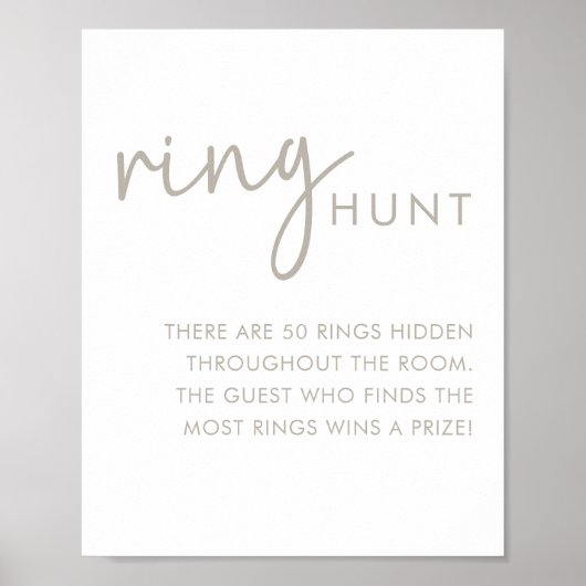 Taupe & Wit Minimalistische Vrijgezellenfeest Ring Poster (Voorkant)