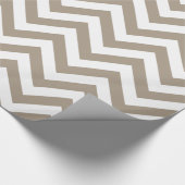 Taupe Wit XL Chevron ZigZag Patroon Cadeaupapier (Hoek)