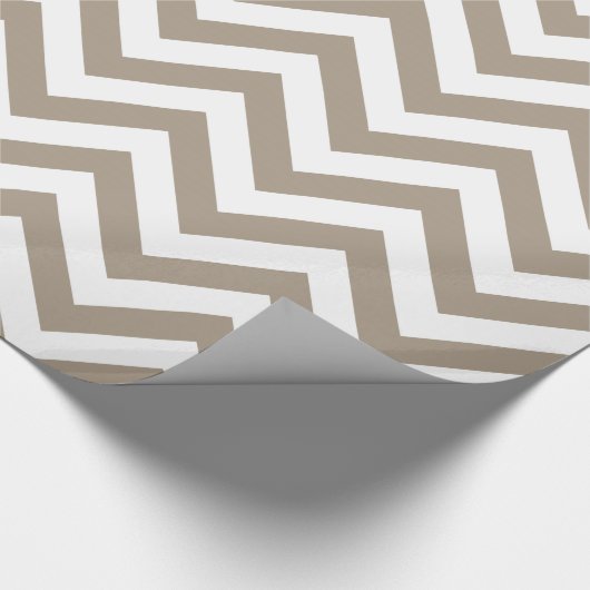 Taupe Wit XL Chevron ZigZag Patroon Cadeaupapier (Hoek)
