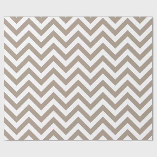Taupe Wit XL Chevron ZigZag Patroon Cadeaupapier (Vlak)