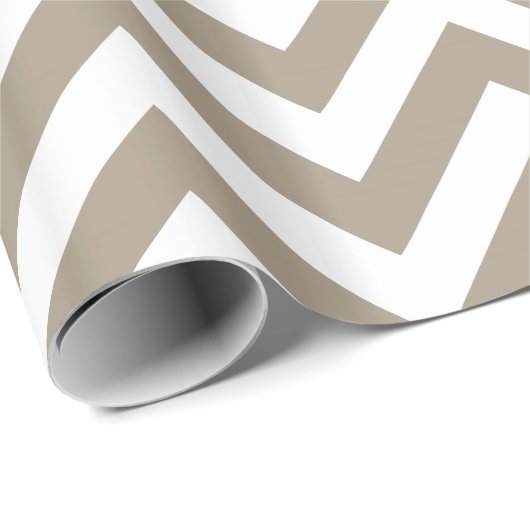 Taupe Wit XL Chevron ZigZag Patroon Cadeaupapier (Rol Hoek)