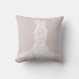 Taupe & Witte Bladeren Jurk Moderne Mode Chic Kussen