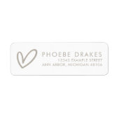 Taupe & Witte Minimale Retouradres Bruidsdouche Etiket (Voorkant)