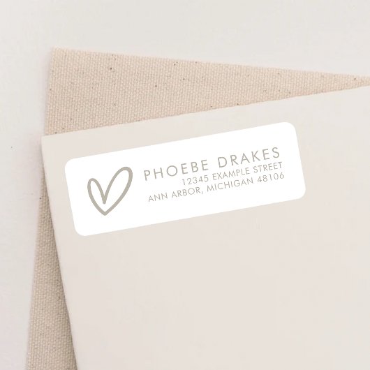 Taupe & Witte Minimale Retouradres Bruidsdouche Etiket