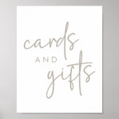 Taupe & Witte Minimalistische Bruidsdouche Kaarten Poster (Voorkant)