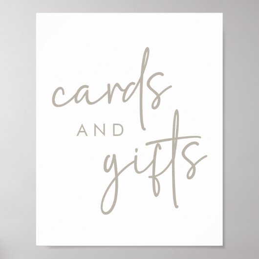 Taupe & Witte Minimalistische Bruidsdouche Kaarten Poster (Voorkant)