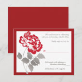 Taupe, Witte, Rode Pioen Antwoordkaart Kaart (Voorkant / Achterkant)