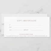 Taupe Zakelijke Cadeaubon Elegant Eenvoudig (Achterkant)