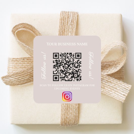 Taupe zakelijke naam qr code instagram vierkante sticker