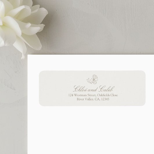 Taupe Zand | Botanisch retouradreslabel Etiket