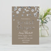 Taupe Zilver Glitter Glam Trouwfeest Uitnodiging (Staand voorkant)