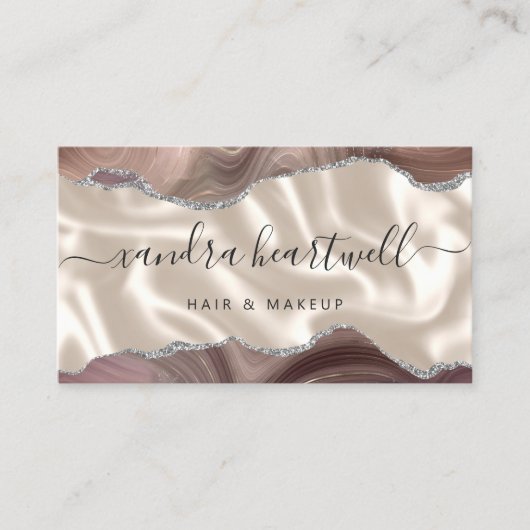 Taupe Zilveren Agaat Ivoor Luxe Visitekaartje (Voorkant)