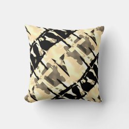 Taupe Zwart Beige Gezwollen Abstract Grote Tegels Kussen