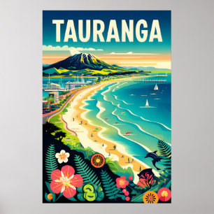 Tauranga Nieuw-Zeeland Retro Reisposter Kunst Poster