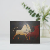 Taurean Bulls Animal Abstract Art Briefkaart (Staand voorkant)