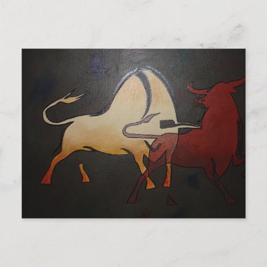 Taurean Bulls Animal Abstract Art Briefkaart (Voorkant)