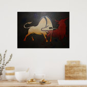 Taurean Bulls Animal Abstract Art Poster (Keuken)