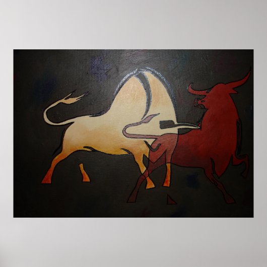 Taurean Bulls Animal Abstract Art Poster (Voorkant)