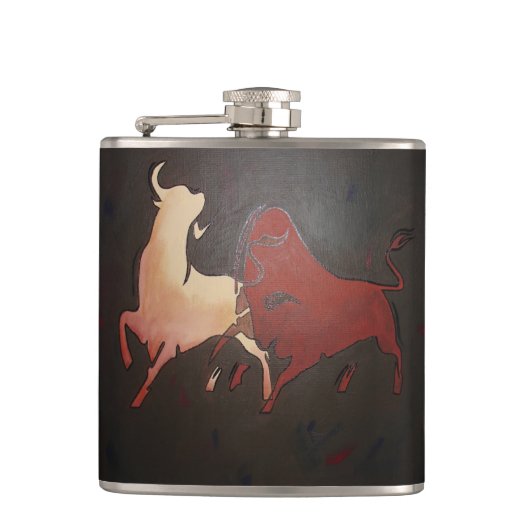 Taurean Bulls Animal Art Heupfles (Voorkant)