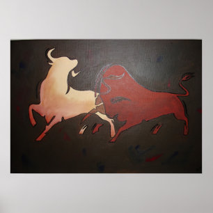 Taurean Bulls Animal Art Poster
