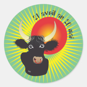 Taureau 21 avril au 20 mai Autocollants Ronde Sticker