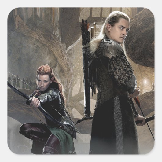 TAURIEL™ And LEGOLAS GREENLEAF™ Movie Poster 2 Vierkante Sticker (Voorkant)