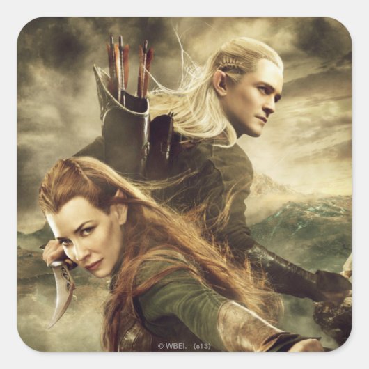 TAURIEL™ And LEGOLAS GREENLEAF™ Movie Poster 3 Vierkante Sticker (Voorkant)