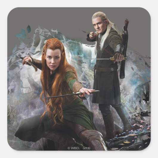 TAURIEL™ en LEGOLAS GREENLEAF™ Graphic Vierkante Sticker (Voorkant)