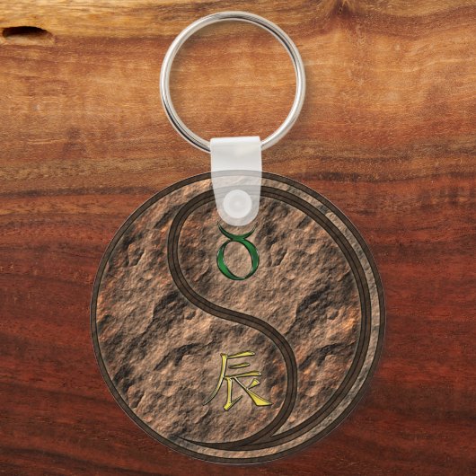 Taurus & Aarde Draak Sleutelhanger (Voorkant)