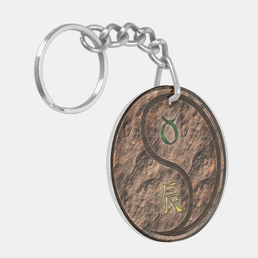 Taurus & Aarde Draak Sleutelhanger (Voorkant Links)