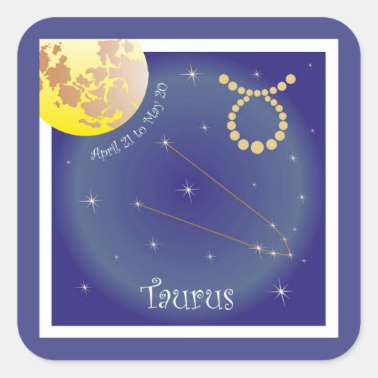 Taurus April 21 to May 20 Aufkleber Vierkante Sticker (Voorkant)