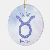 Taurus Astrologie Sign Speciaal Paars Keramisch Ornament (Links)