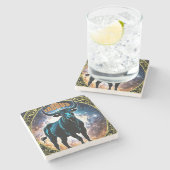 Taurus astrologie teken stenen onderzetter (Zijkant)