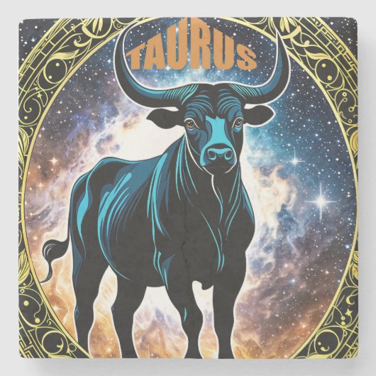 Taurus astrologie teken stenen onderzetter (Voorkant)