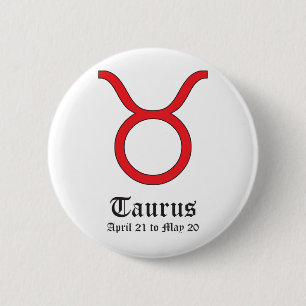 TAURUS ASTROLOGISCH TEKEN, SYMBOOL ZODIAC RONDE BUTTON 5,7 CM