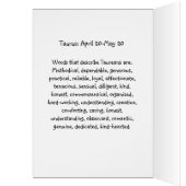 Taurus Astrology Birthday Kaart 20-520 april (Binnen (Links))