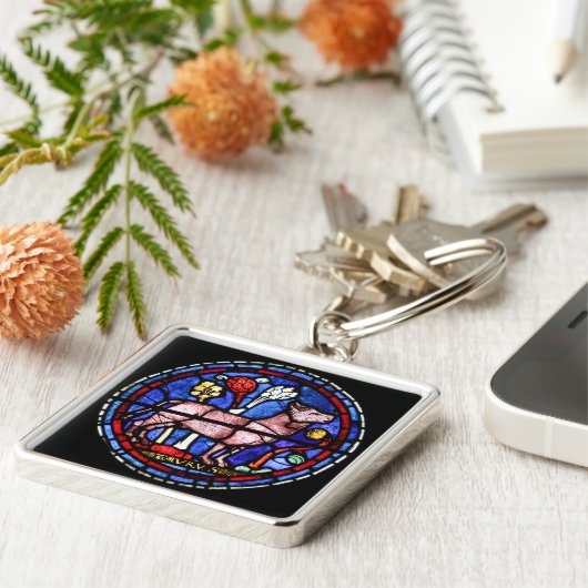 Taurus Astrology Glas in lood Windows Sleutelhange Sleutelhanger (Zijkant)