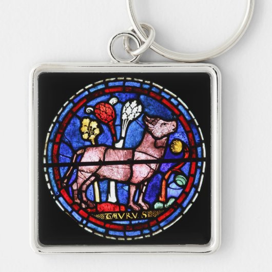 Taurus Astrology Glas in lood Windows Sleutelhange Sleutelhanger (Voorkant)