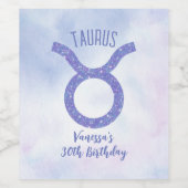  Taurus Astrology Sign Custom Birthday Party Wijn Etiket (Enkel label)