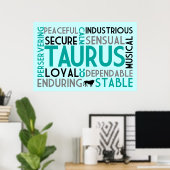 Taurus Astrology Word Collage Print (Thuiskantoor)