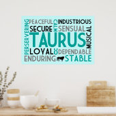Taurus Astrology Word Collage Print (Keuken)