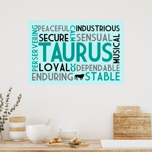 Taurus Astrology Word Collage Print (Keuken)