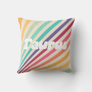 Taurus Astrology Zodiac Retro Rainbow Round Pillow Kussen