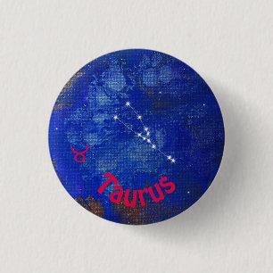 Taurus Badge, Zodiac Horoscope Badge Ronde Button 3,2 Cm
